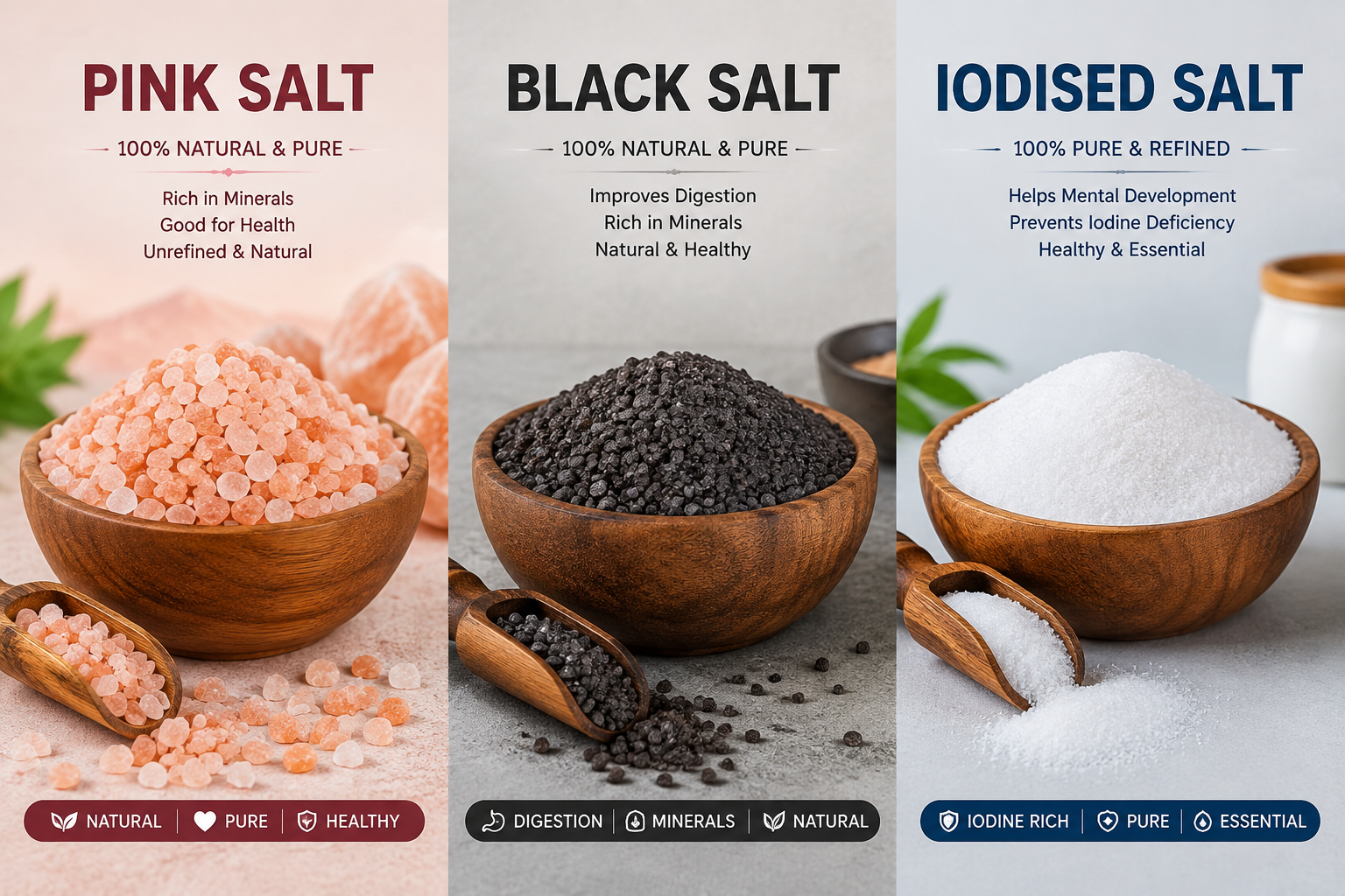 Guddu Salt Pink Salt, Black Salt and Iodised Salt